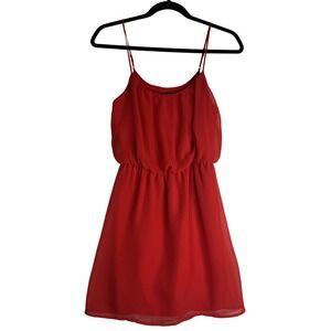 Guess Red Lined Chiffon‎ Adjustable Strap Elastic Waist Milkmaid Fairy Dress S